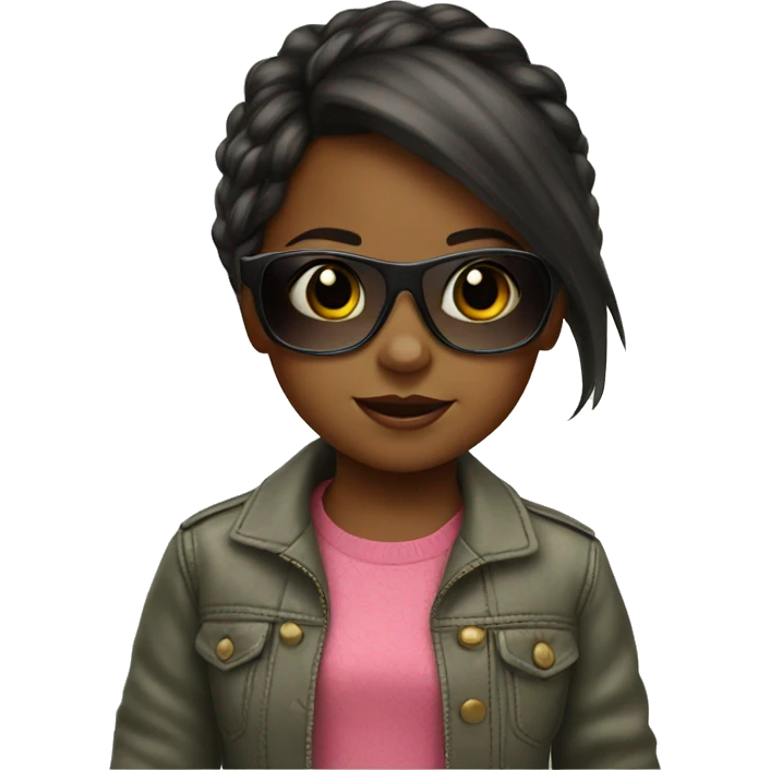 toddler girl with sunglasses emoji