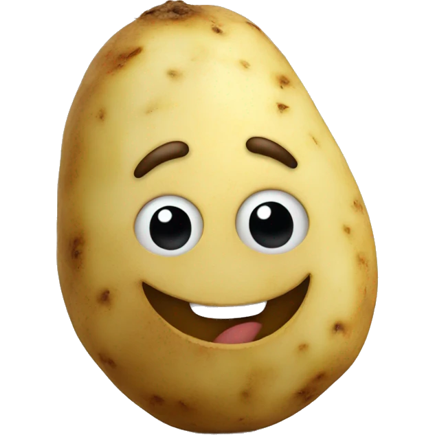 The potato has a happy smiley face emoji