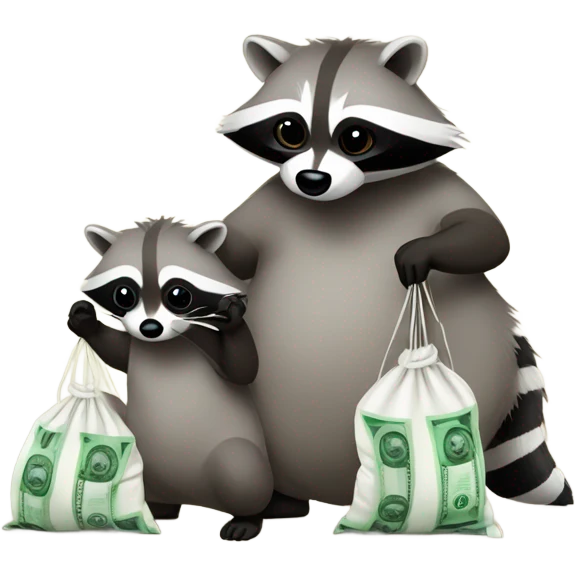 Raccoons with bags of cash emoji