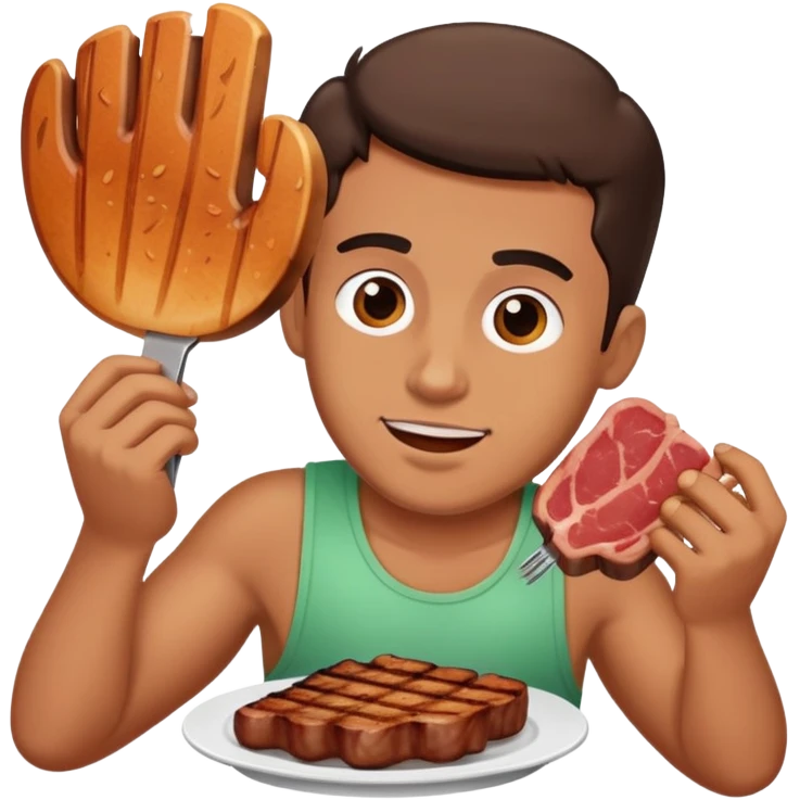 hombre chango comiendo carne asada  emoji