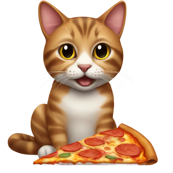 A cat eating a pizza emoji