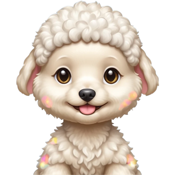 smile, baby white toy Poodle,only face  emoji