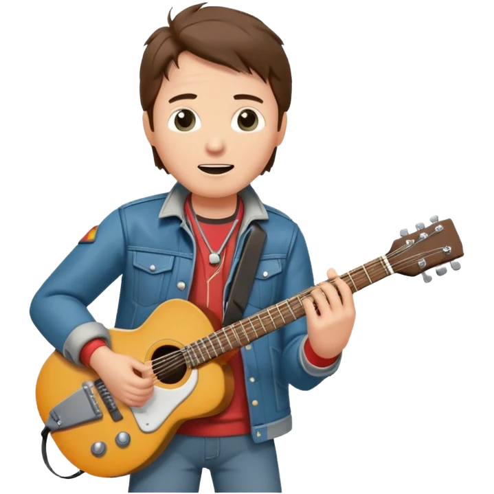 Marty McFly from Back to the Future, playing guitar, energetic expression emoji