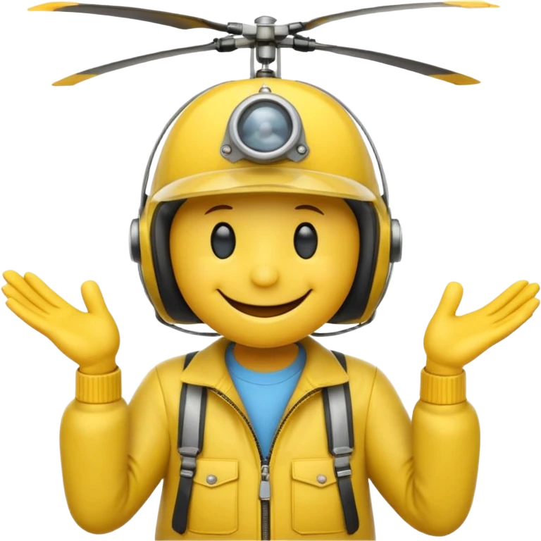 smileys jaune faisant chut avec ses doigts portant une casquete helicoptère emoji