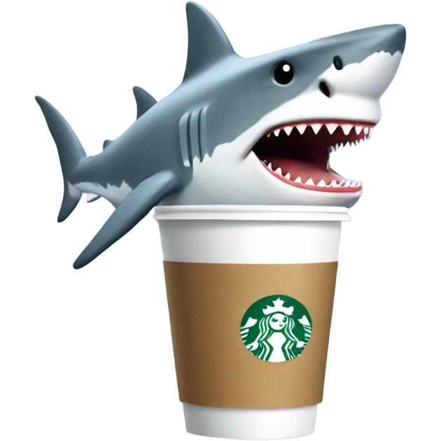 Shark drinking Starbucks  emoji