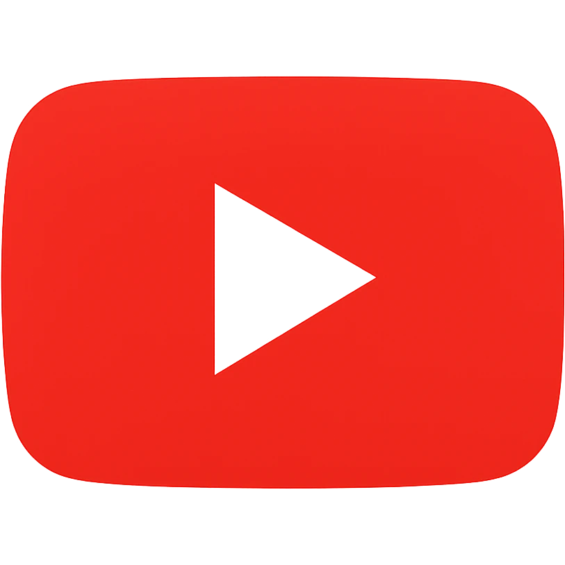 YouTube logo, modern, flat style, red and white, simple icon emoji