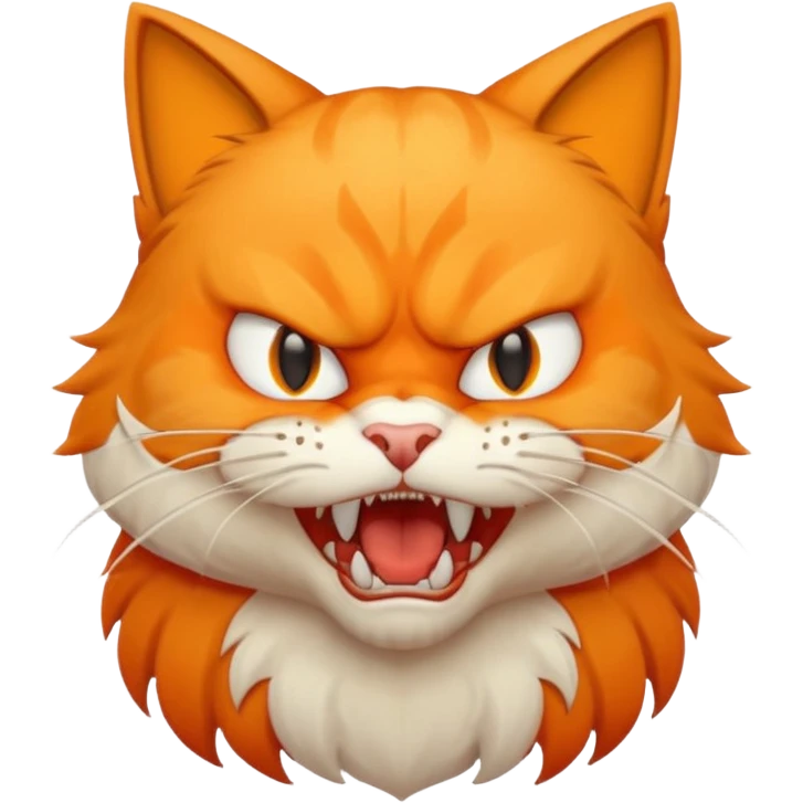 full body of angry cat with fangs, front face  emoji