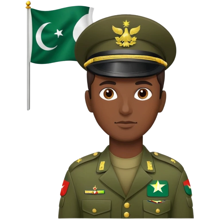 Pakistani soldier in military uniform with Pakistan flag emoji