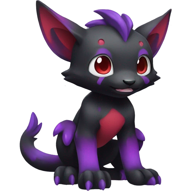 Cute cool dark black red purple animal hybrid Fakemon full body emoji
