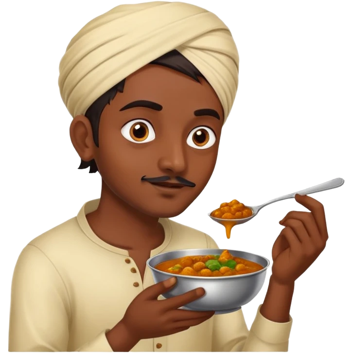 Indian man eating curry emoji