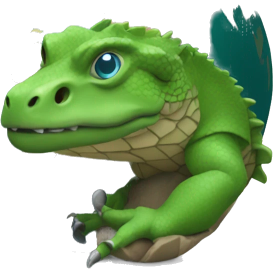 A komodo holding a world globe emoji