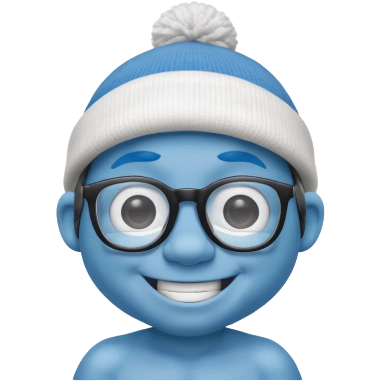smurf with glasses white beanie no shirt emoji