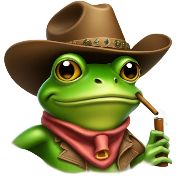 Cowboy frog smoking a cigar emoji