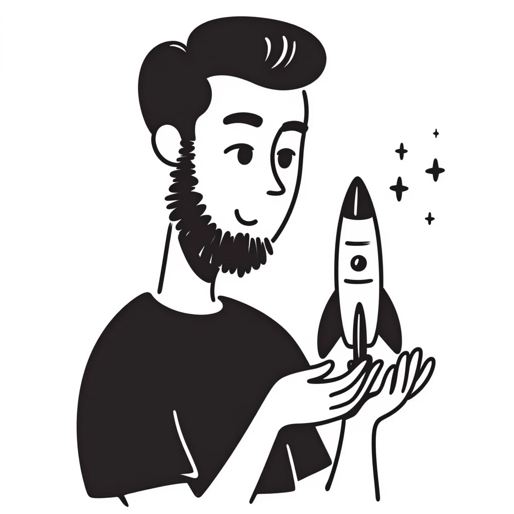 hand drawn doodle of a character inspired by Elon Musk, capturing his unique traits emoji