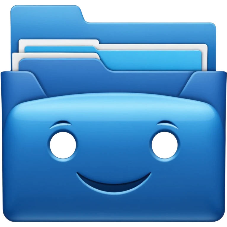A **simple emoji-style icon** of a **blue multipocket folder**, clean and minimal, with **layered inner tabs**, subtle shading, and a **small blue Volkswagen Jetta car symbol** on the front. blue folder
 emoji