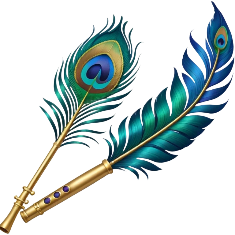Peacock feather with flute emoji