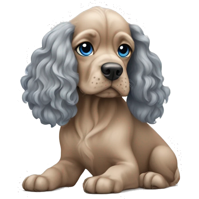 “Miele-colored Cocker Spaniel with a gray sphynx with blue eyes  emoji