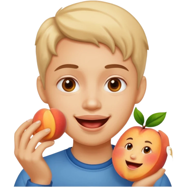 eating peach emoji with a happy face emoji