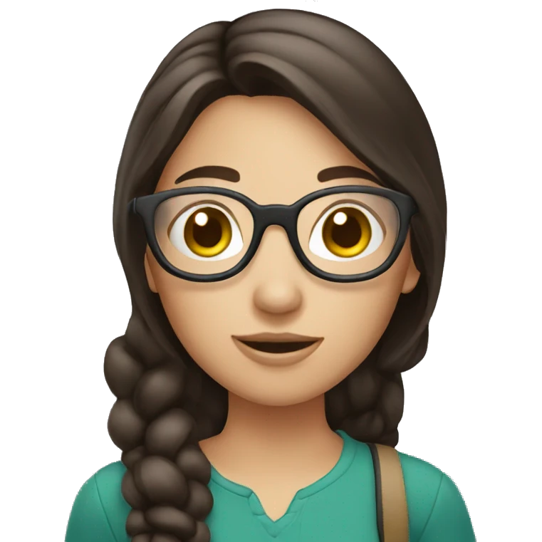 Brunette girl with camera emoji
