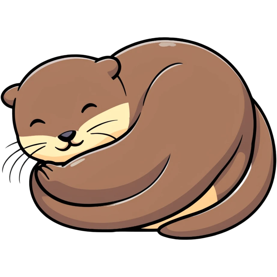 sleeping otter curled up emoji