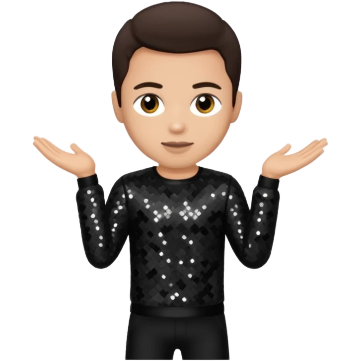 David Silveria from Korn with dark brown hair, light skin, black sequin outfit emoji
