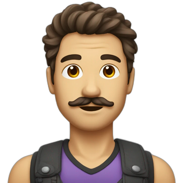 Personne cheveux brun avec cheveux plaquée à gauche et petite moustache sous le nez emoji