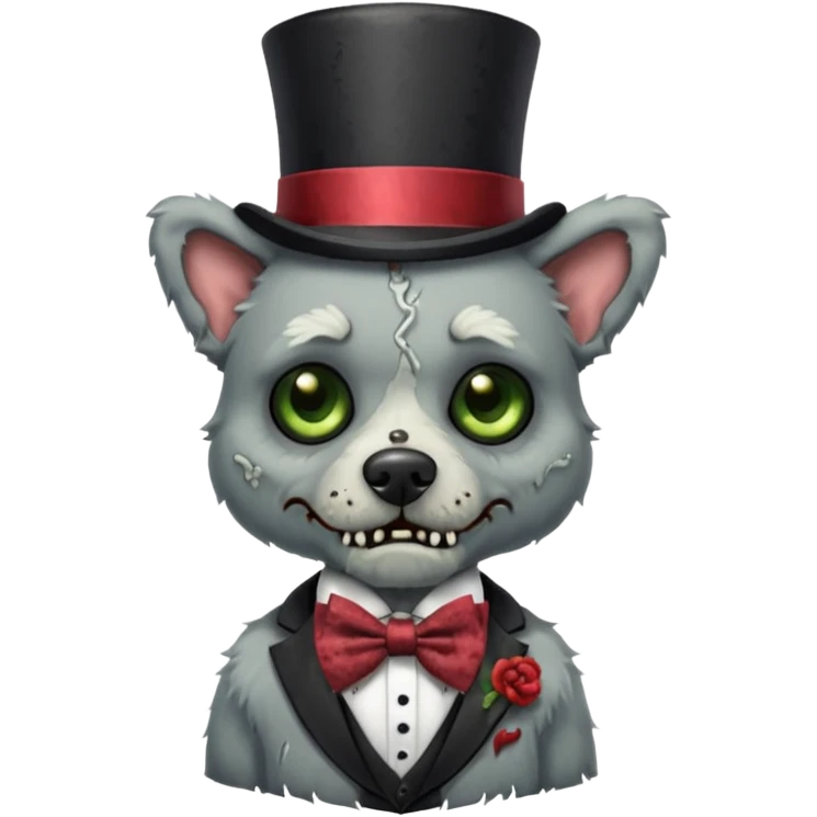 zombie dog with bow tie and top hat emoji