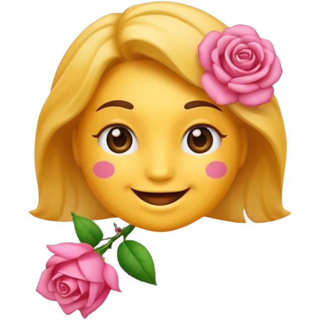 Emoji malin et heureux avec un nœud rose sur la tête à gauche emoji