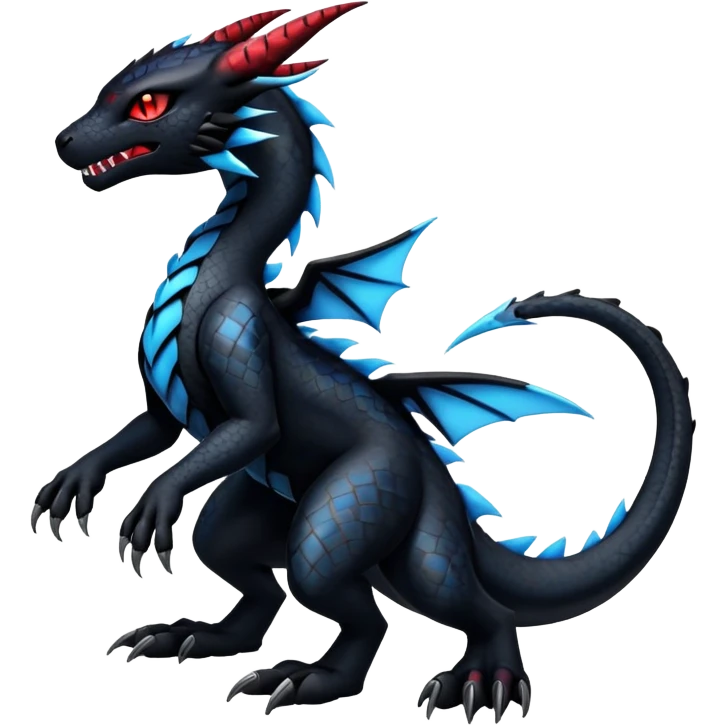 Gothic Edgy Badass Gloomy Dark Guilmon-Salandit-Umbreon-Fakémon-hybrid-creature (full body)  emoji