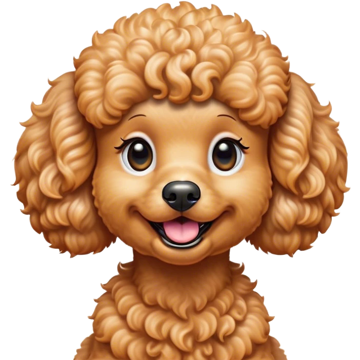 Cinematic Comical Apricot Poodle Portrait Emoji, Head tilted dramatically with an exaggeratedly amused expression, featuring a glossy, curly apricot Fur with a vibrant sheen, wide, expressive warm eyes filled with playful disbelief, Simplified yet hilariously expressive features, highly detailed, glowing with a slightly sassy glow, high shine, dramatic yet playful, stylized with an air of cheeky mischief, bright and endearing, soft glowing outline, capturing the essence of a spirited and over-the-top companion, so meme-worthy it feels like it could side-eye its way into internet fame instantly! emoji