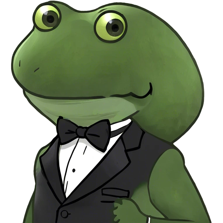 bufo wearing a black tuxedo  emoji