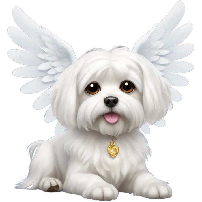 maltese dog with angel wings emoji