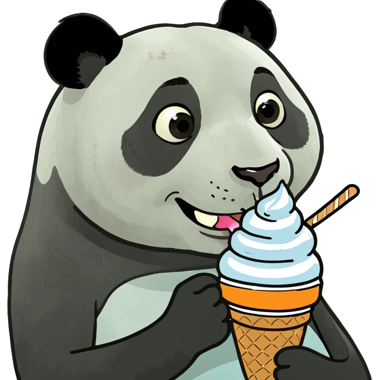 Panda eating ice cream emoji