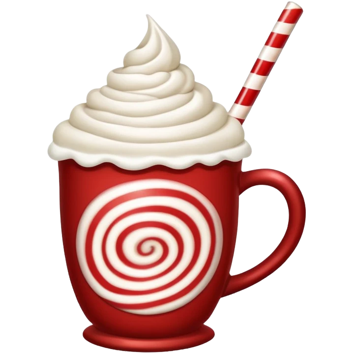 Steaming peppermint hot cocoa in a festive holiday mug emoji