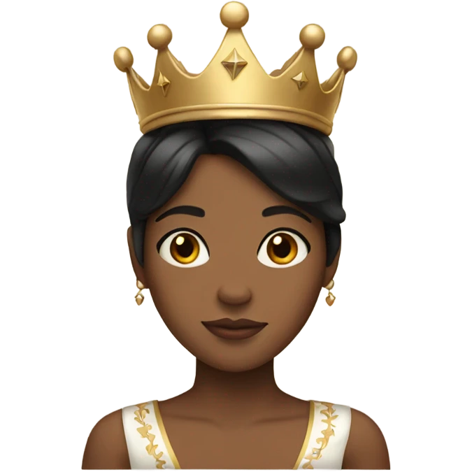 black hair. brown skin girl. with crown emoji