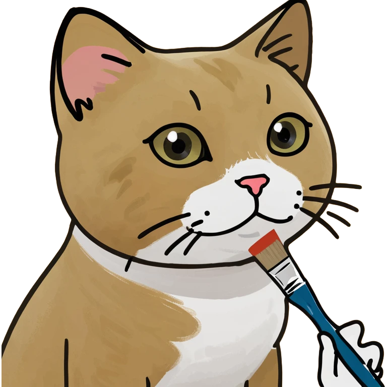 Cute cat using a paint brush  emoji