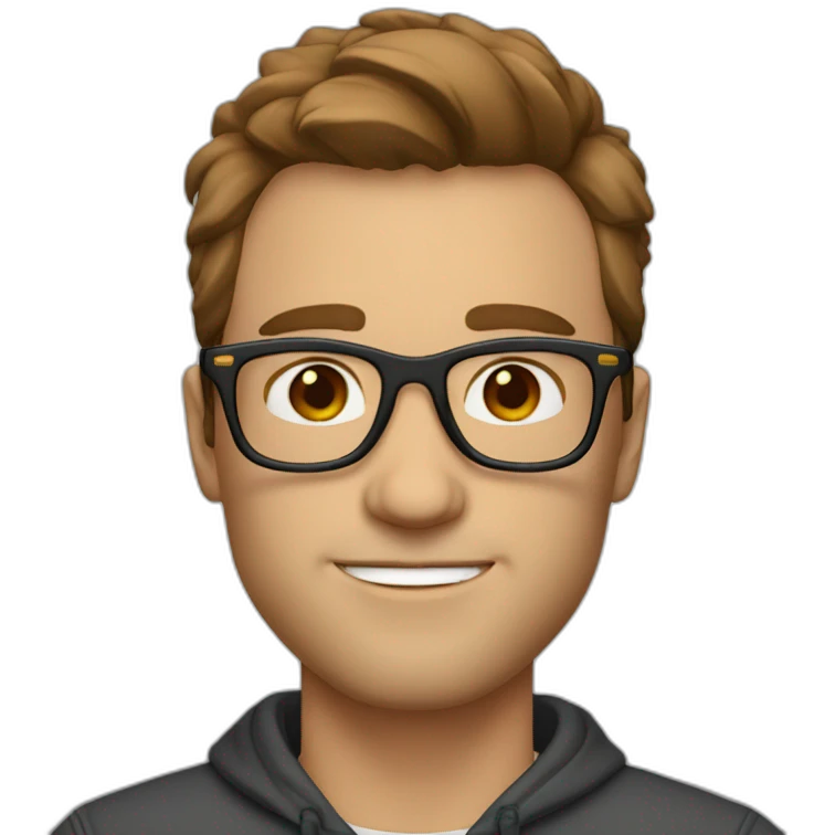 30 year old white male with brown hair, brown eyes and cool glasses from Chicago, IL emoji