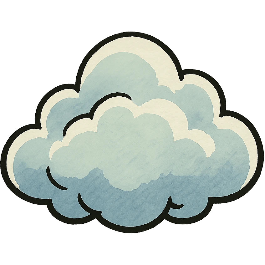 bold ghibli style icon of a cloud emoji