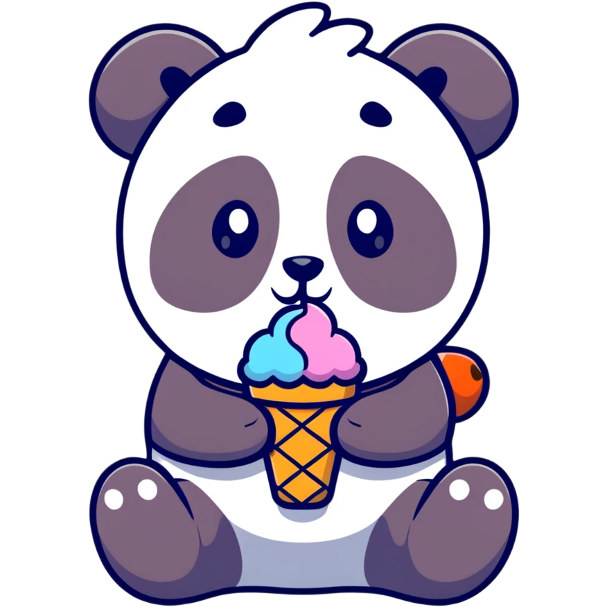 Panda eating ice cream emoji