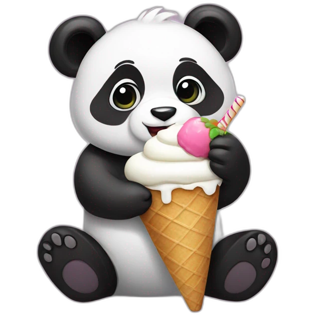 Panda eating ice cream emoji
