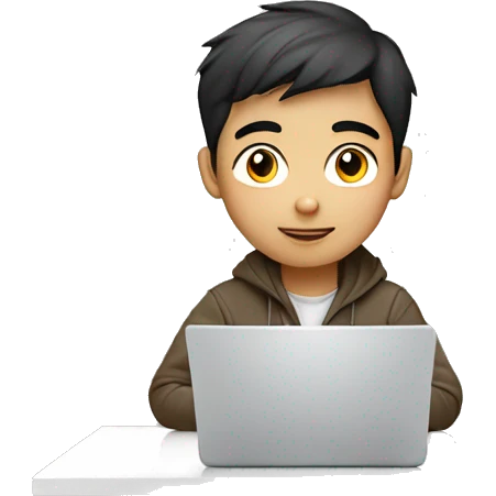 Graphic Designer asian boy with laptop emoji