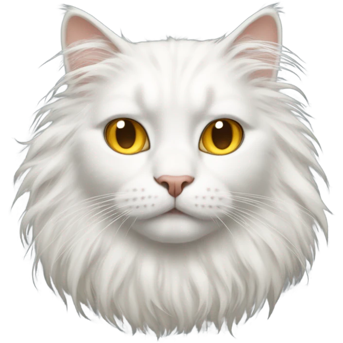 All white cat with lion's mane emoji