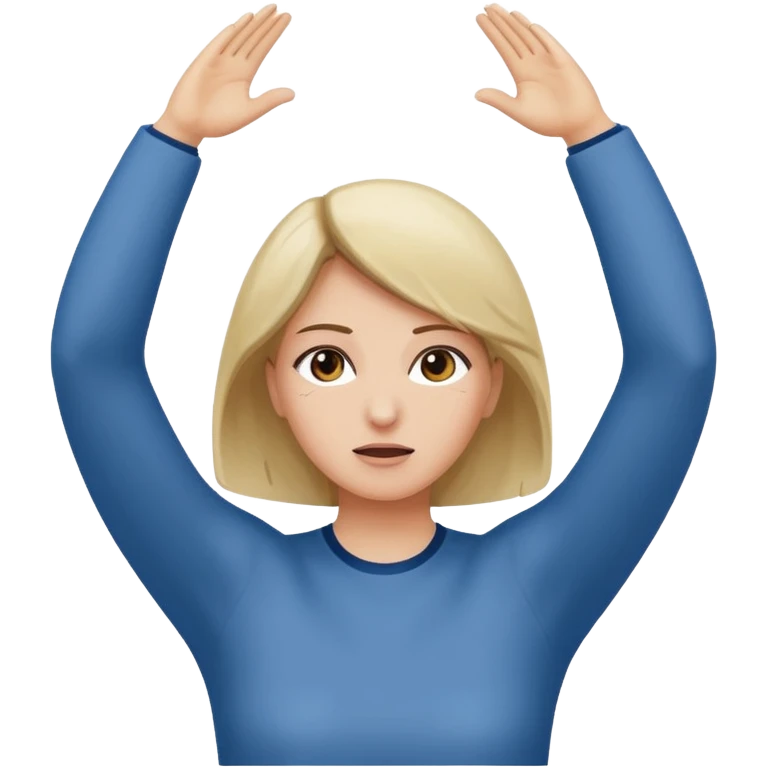 woman backing down from argument with arms up WITH NIPPLES emoji