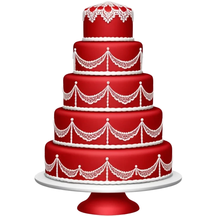 elegant red wedding cake with lace details emoji