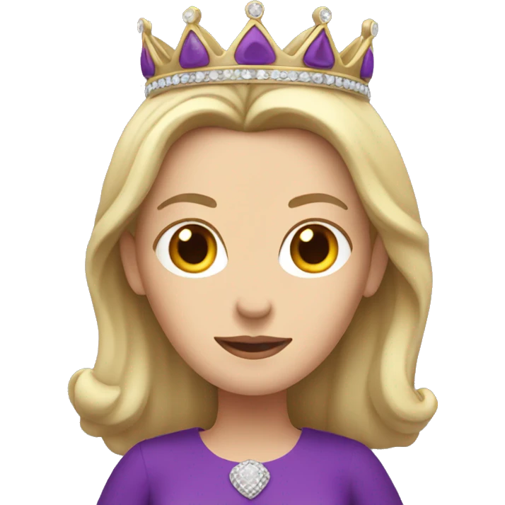 White woman with a purple crown and purple gown emoji