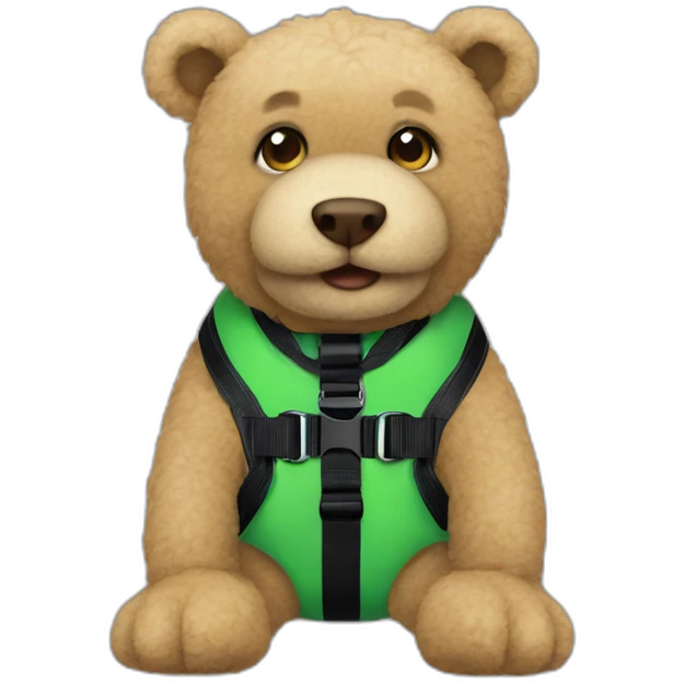 Green Teddy in black harness emoji