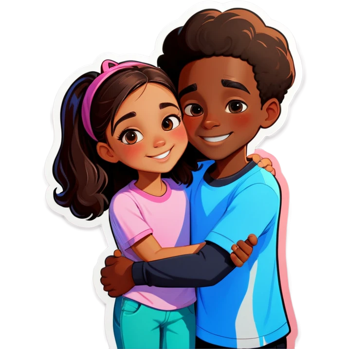 black boy and girl hugging emoji