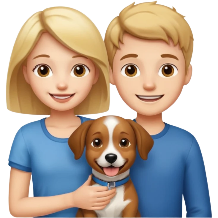 Girl and boy with a dog emoji