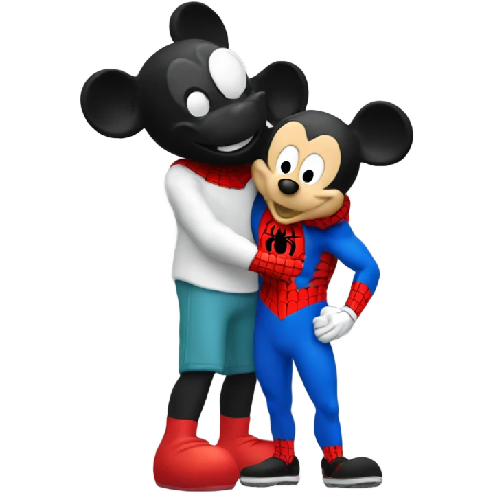  Spider-man hugging with mickey mouse emoji