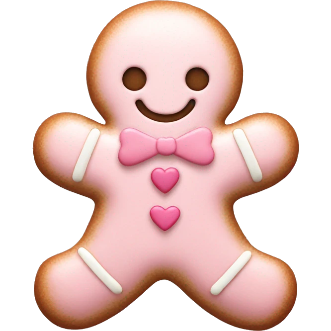 pale pink gingerbread man with heart emoji